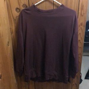 Fleece lined side slit crew neck